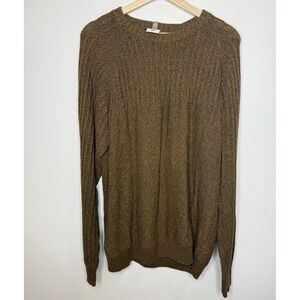 Columbia Sweater Men's XL Brown Knit Ribbed Crew Neck‎ Outdoors Cabin Grandpa